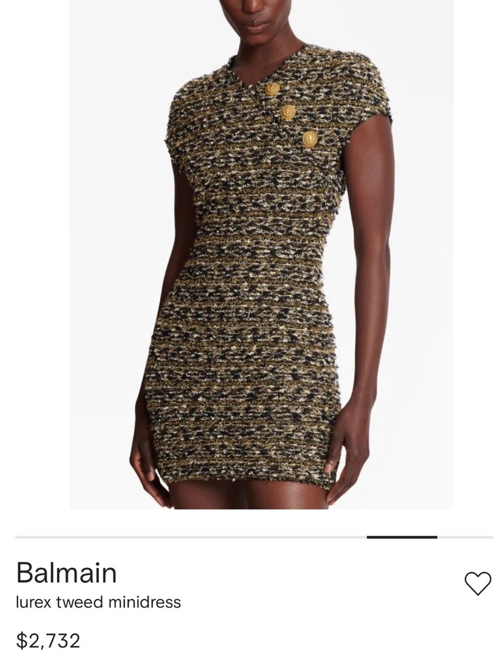 Balmain Black & Gold Tweed Mini Dress